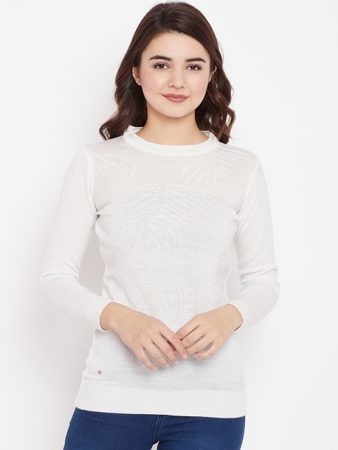 

Duke Women White Self Design Pullover