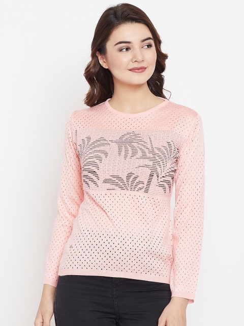 

Duke Women Pink & Black Open Knitted Pullover