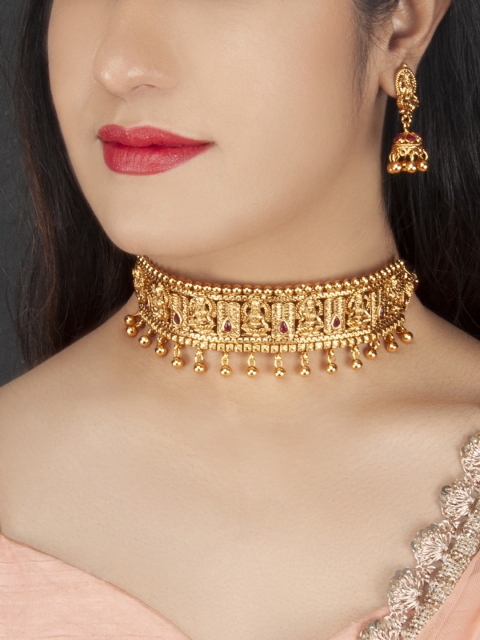 

Rubans Gold-Plated Handcrafted Kundan Jewellery Set