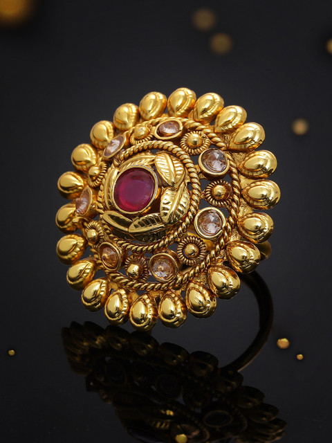 

Rubans Women Gold-Plated Kundan Adjustable Ring