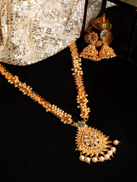 

Rubans Gold-Plated Handcrafted Kundan Jewellery Set