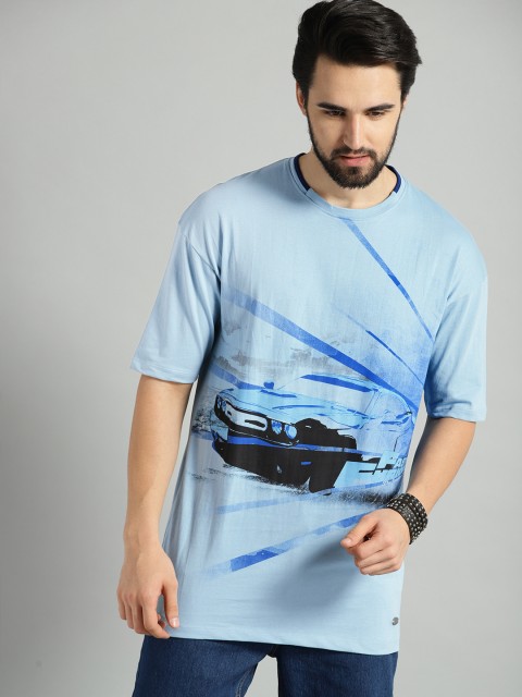 

Roadster Fast and Furious Men Blue Printed Round Neck T-shirt