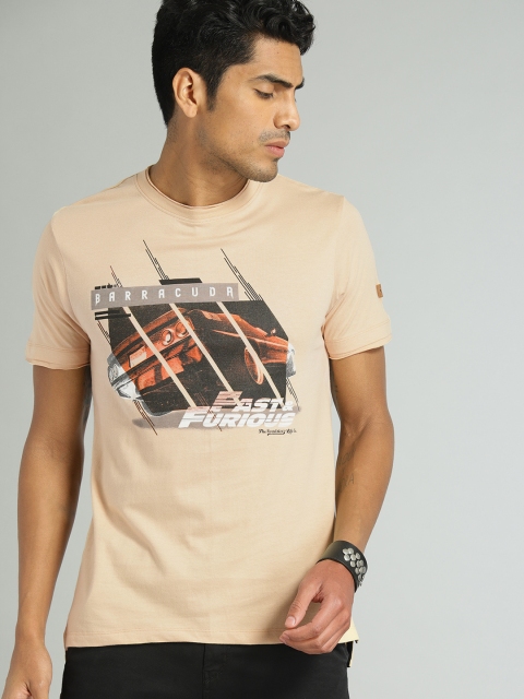 

Roadster Fast and Furious Men Beige Printed Round Neck T-shirt