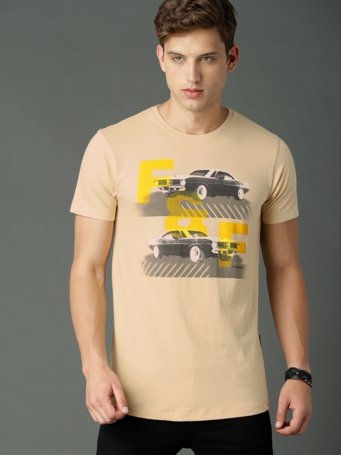 

Roadster Fast and Furious Men Beige Printed Round Neck T-shirt