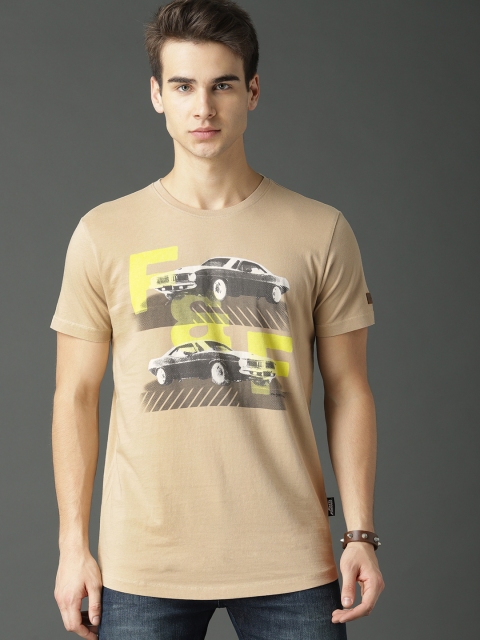 

Roadster Fast and Furious Men Beige Printed Round Neck T-shirt