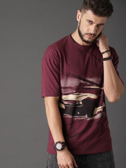 

Roadster Fast and Furious Men Maroon Printed Round Neck T-shirt