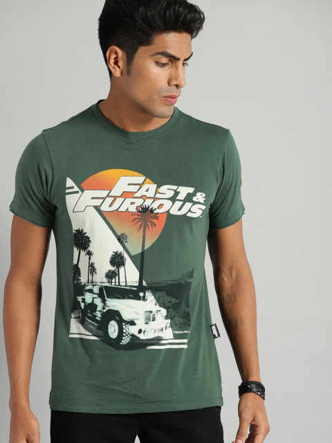 

Roadster Fast and Furious Men Green Printed Round Neck T-shirt