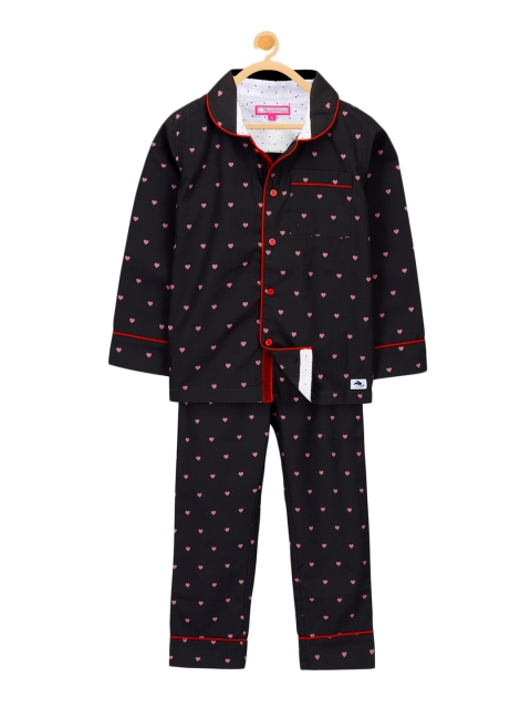 

Cherry Crumble Unisex Black Printed Night suit WS-NSUIT-7145