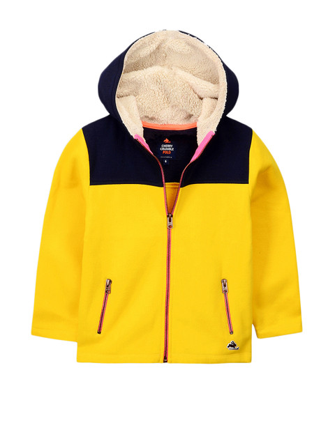 

Cherry Crumble Unisex Yellow & Black Colourblocked Hooded Sweatshirt