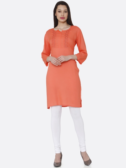 

RAISIN Orange Straight Kurta, Pink