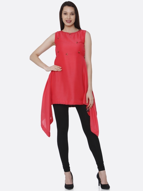 

RAISIN Pink Solid Boat Neck Tunic