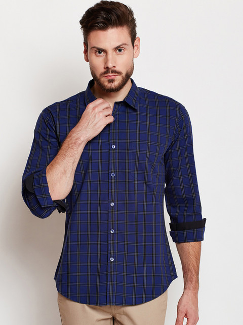 

Taanz Men Blue Standard Regular Fit Checked Casual Shirt