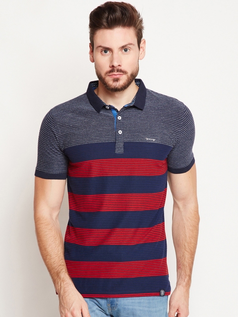 

Taanz Men Red Striped Polo Collar T-shirt