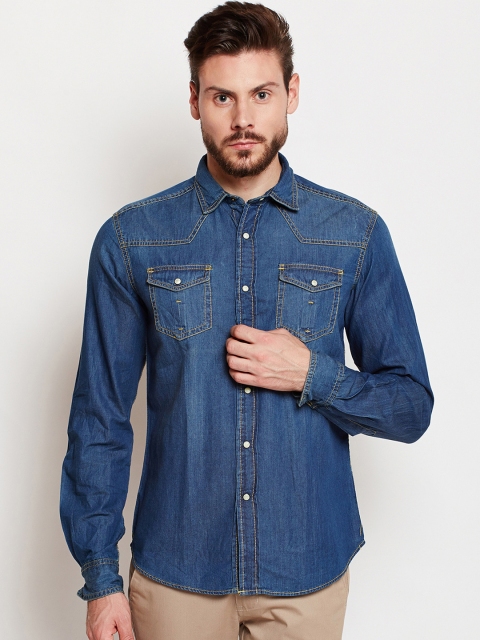 

Taanz Men Blue Standard Regular Fit Solid Casual Shirt