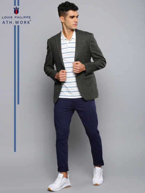 

Louis Philippe Ath.Work Men Charcoal Grey Woolen Self-Design Blazer