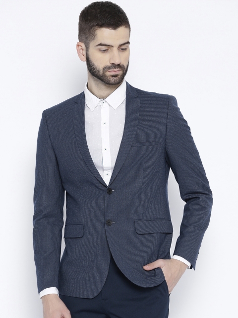 

Louis Philippe Ath.Work Men Navy Blue Printed Super Slim Fit Formal Single-Breasted Blazer