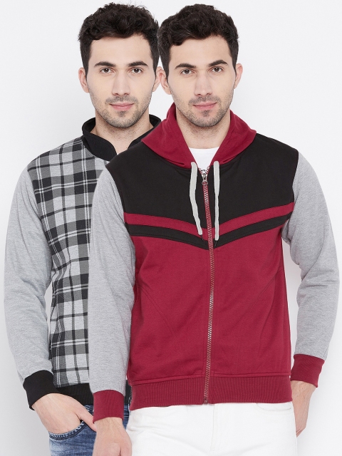 

VIMAL JONNEY Men Pack of 2 Solid Hooded Sweatshirts, Multi