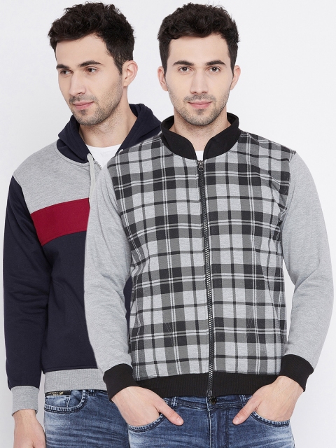 

VIMAL JONNEY Men Pack of 2 Hooded Sweatshirts, Charcoal