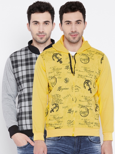 

VIMAL JONNEY Men Pack of 2 Printed Hooded Sweatshirts, Multi