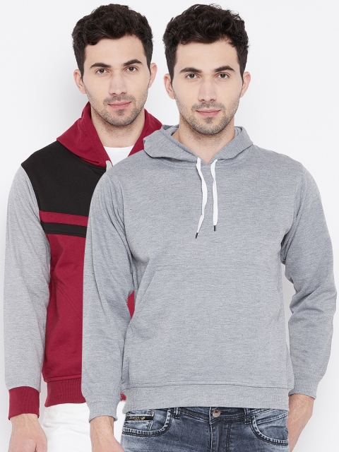 

VIMAL JONNEY Men Pack of 2 Solid Hooded Sweatshirt, Grey