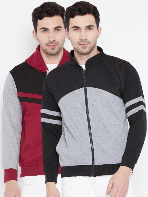 

VIMAL JONNEY Men Pack of 2 Colourblocked Hooded Sweatshirt, Grey