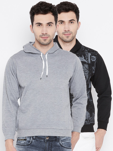 

VIMAL JONNEY Men Pack of 2 Hooded Sweatshirts, Grey melange