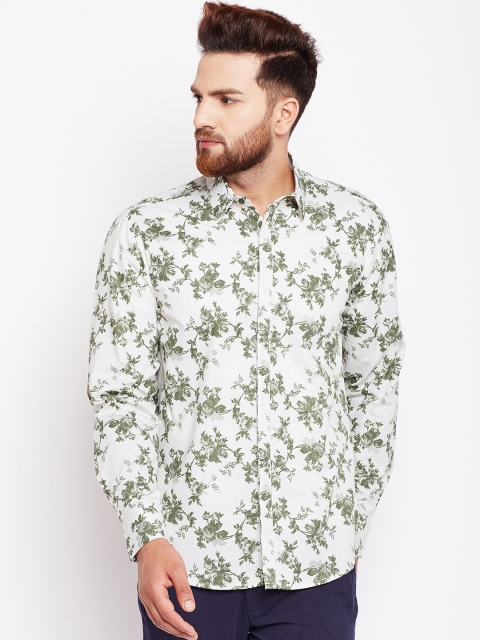 

Oxolloxo Men White & Green Regular Fit Printed Casual Shirt
