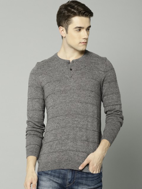 

Marks & Spencer Men Grey Self Striped Pullover