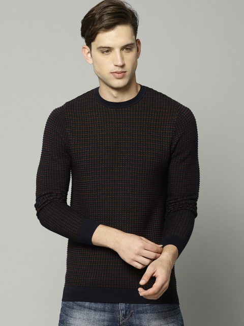 

Marks & Spencer Men Navy Self Design Pullover, Navy blue