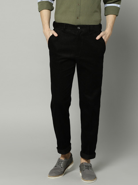 

Marks & Spencer Men Black Regular Fit Solid Regular Trousers