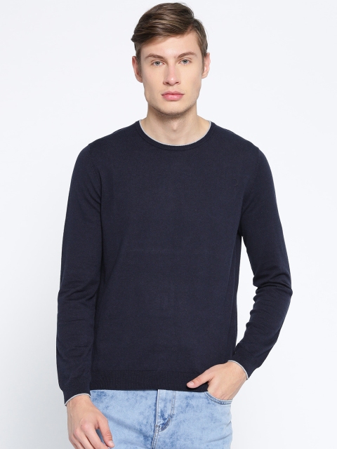 

Marks & Spencer Men Navy Blue Solid Pullover