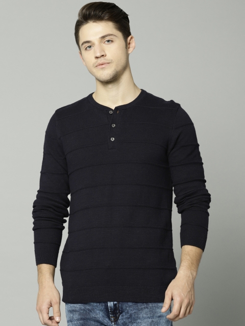 

Marks & Spencer Men Navy Blue Solid Pullover Sweater