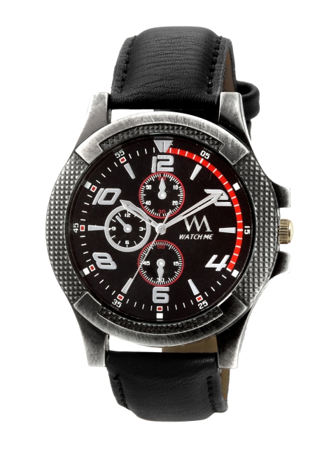 

WM Men Black Leather Analogue Watch WMAL-238zx