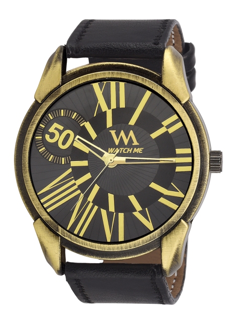 

WM Men Black Leather Analogue Watch WMAL-208zx