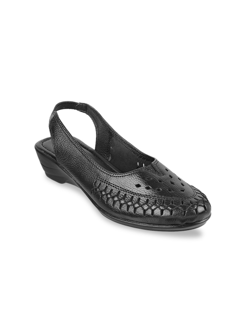 

Mochi Women Black Solid Leather Pumps