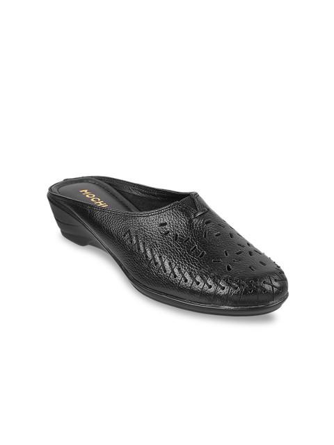 

Mochi Women Black Solid Leather Mules