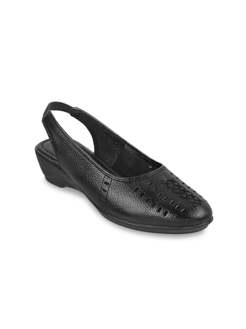 

Mochi Women Black Solid Leather Pumps