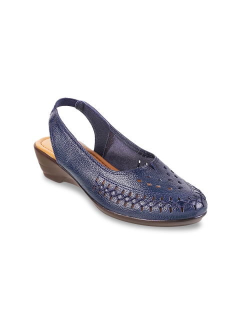 

Mochi Women Navy Blue Solid Leather Pumps