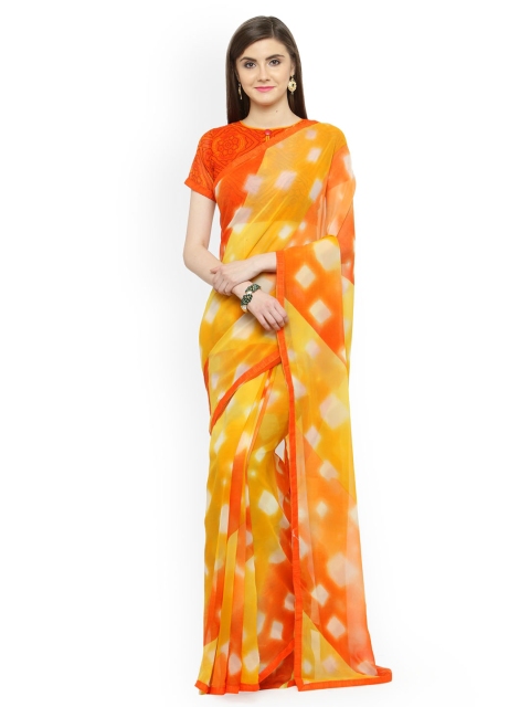 

Shaily Orange Printed Pure Georgette Saree