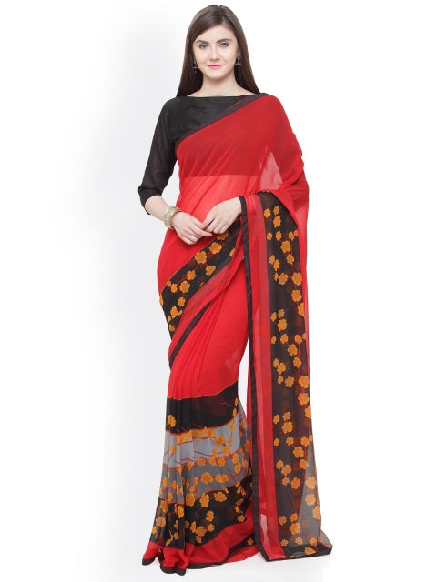 

Shaily Red Printed Pure Georgette Saree