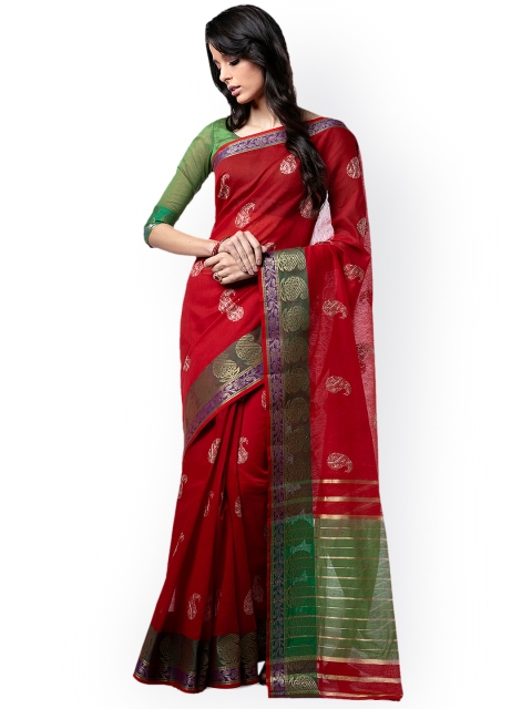 

Soch Red Embroidered Pure Cotton Saree