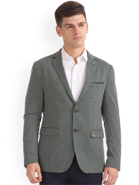 

Arrow Sport Men Grey Self-Design Single-Breasted Slim Fit Blazer