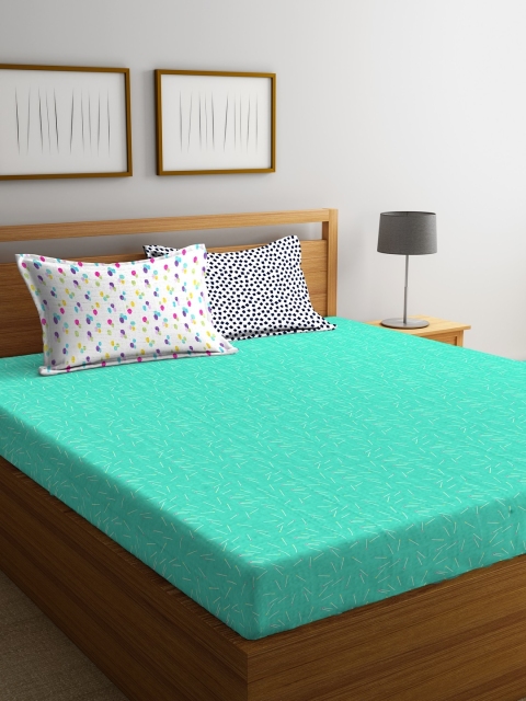 

Portico New York Blue Solid Flat 144 TC Cotton 1 King Bedsheet with 2 Pillow Cover