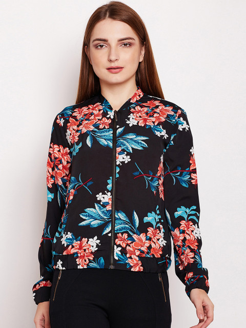 

Oxolloxo Women Black Printed Bomber