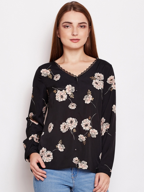 

Oxolloxo Women Black Regular Fit Printed Casual Shirt