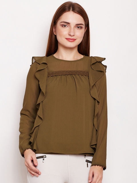 

Oxolloxo Women Olive Green Solid Top