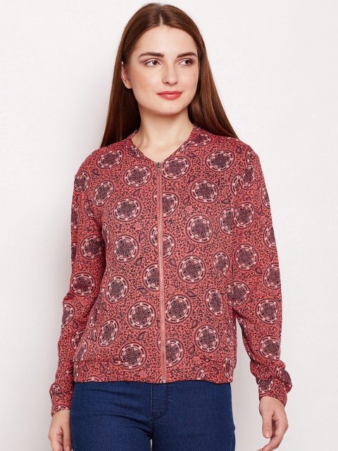 

Oxolloxo Women Coral Printed Bomber