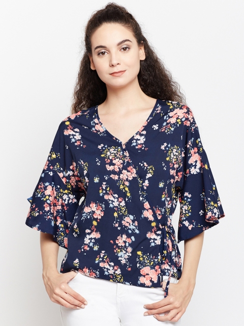 

Oxolloxo Women Navy Blue Printed Top