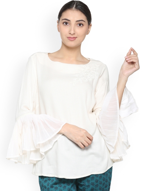 

Van Heusen Women White Printed A-Line Top