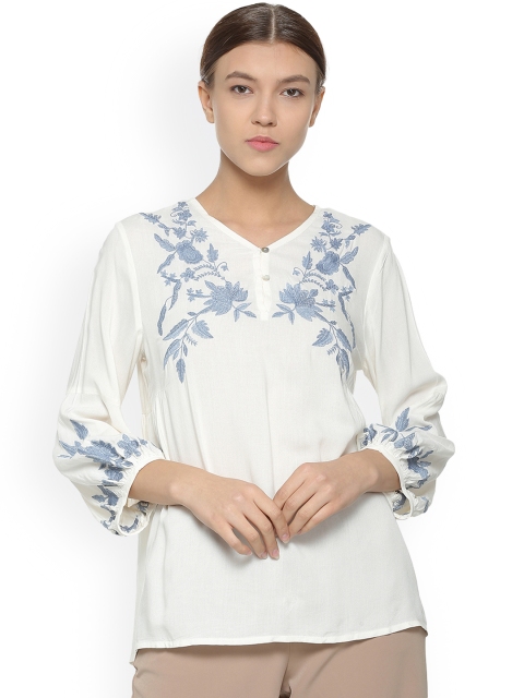 

Van Heusen Woman White Printed A-Line Top